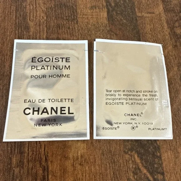 Chanel EGOISTE PLATINUM Pour Homme Eau De Toilette Women Towelette/Wipe RARE - Picture 3 of 3